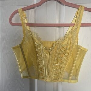 Victoria's Secret Yellow Lace-Up Bra